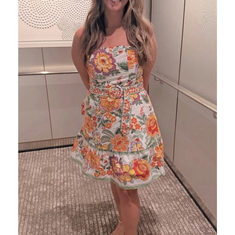 Joie Strapless Dress Women’s Size M 10 Colorful Floral Cruise Vacation Boho - Picture 1 of 15